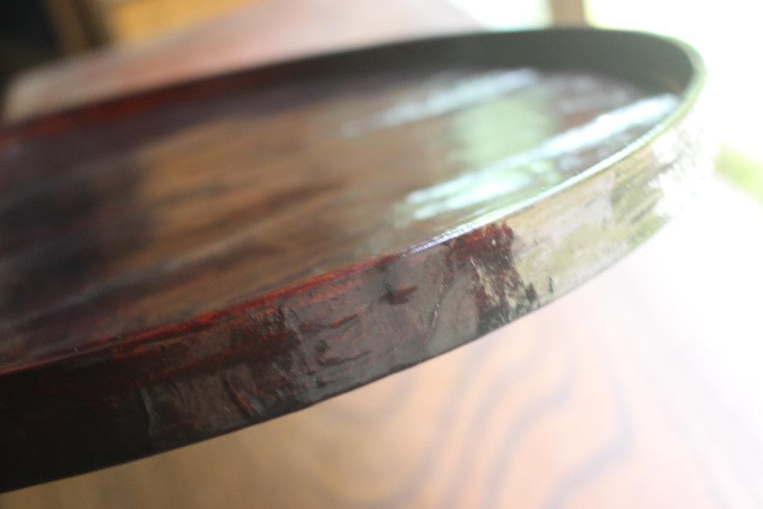 デッドストック！風情ある一閑張りに極上溜塗の映えるお膳（検お盆お膳茶道具