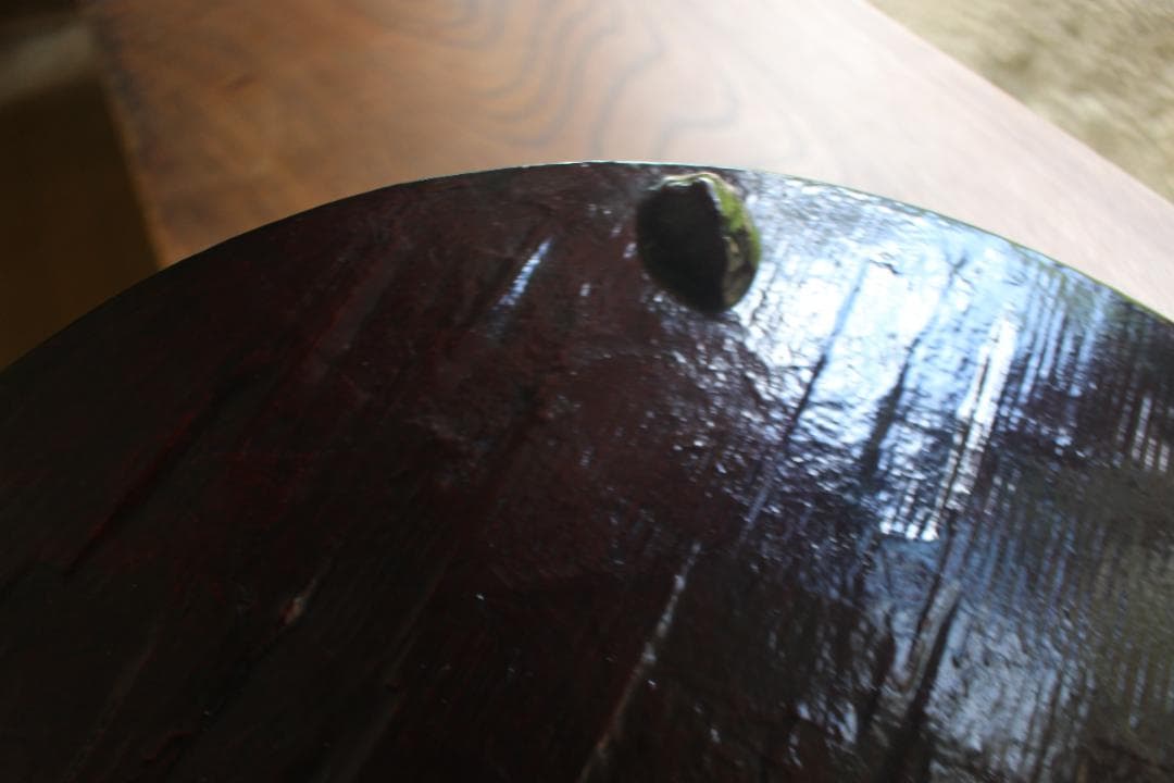 デッドストック！風情ある一閑張りに極上溜塗の映えるお膳（検お盆お膳茶道具