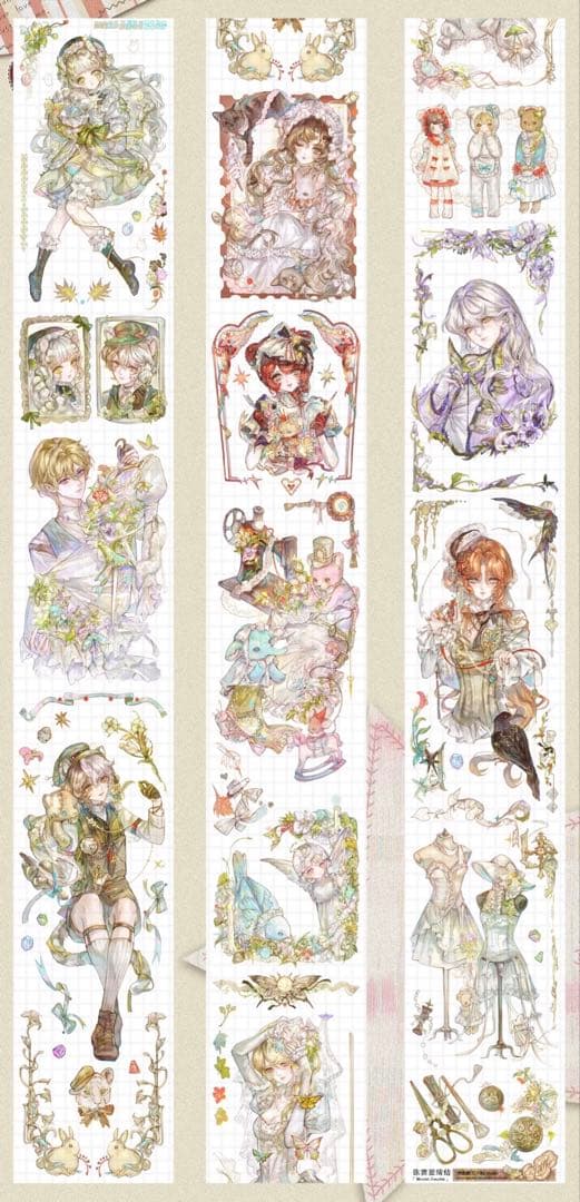 【9404】海外　4/5/巻　貝殻光マスキングテープ　人物系　裁縫　男子女子