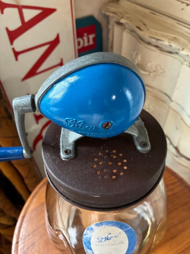 イギリス　アンティーク　バター　メーカー　マヨネーズ　メーカー　チャーン　ブルー