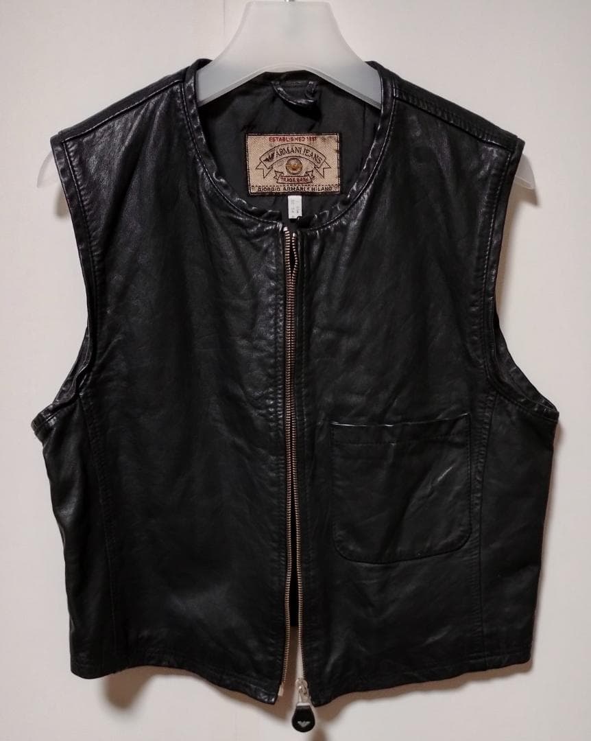 アルマーニジーンズ レザーベスト 90s ヴィンテージ S