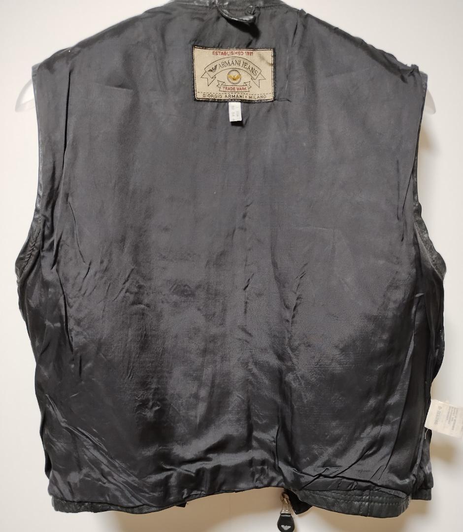 アルマーニジーンズ レザーベスト 90s ヴィンテージ S