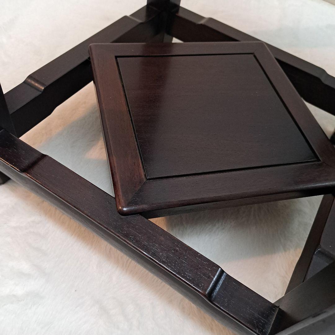 唐木花台　唐木家具　高卓　香炉台　飾り台　透かし彫り　鉄刀木　中国美術