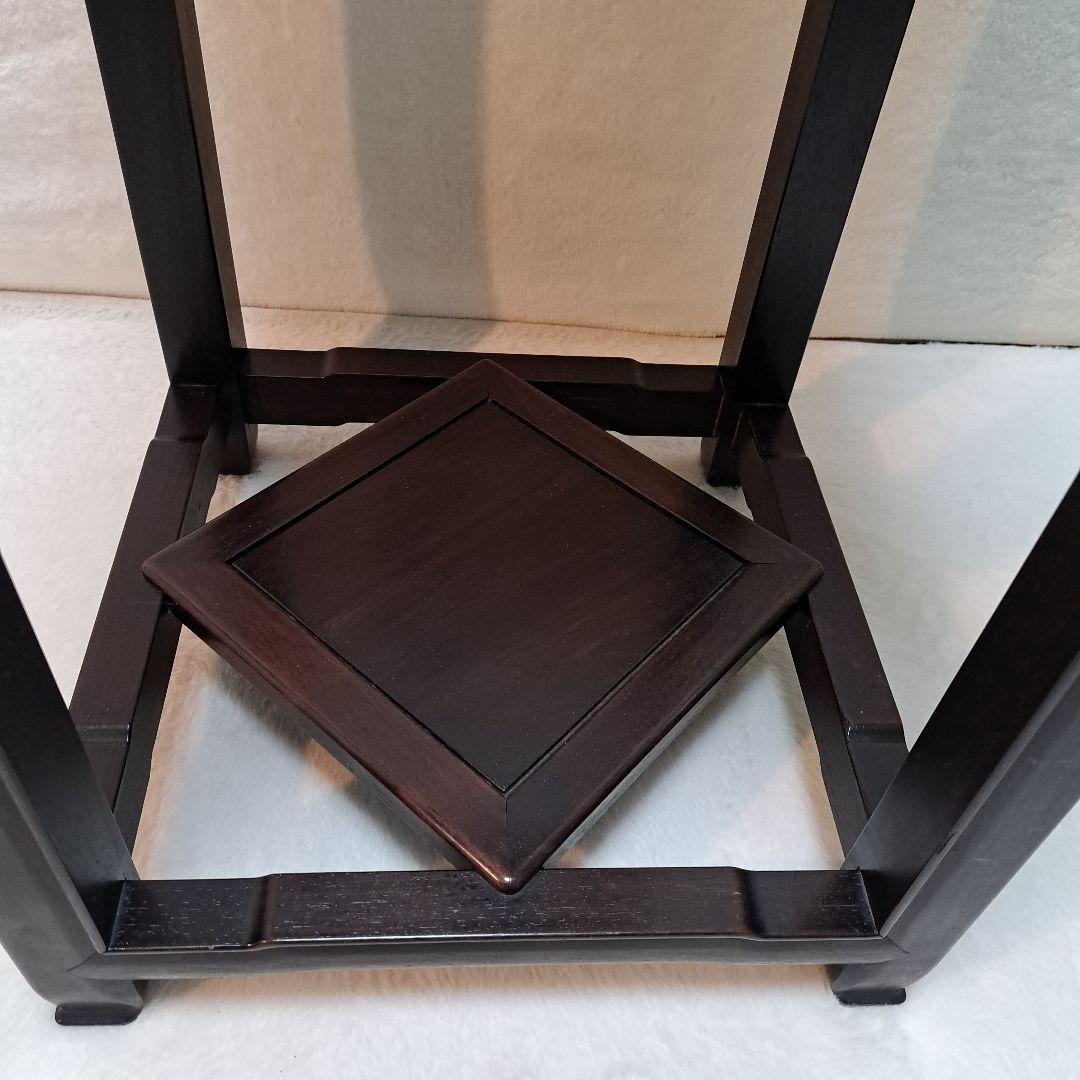 唐木花台　唐木家具　高卓　香炉台　飾り台　透かし彫り　鉄刀木　中国美術