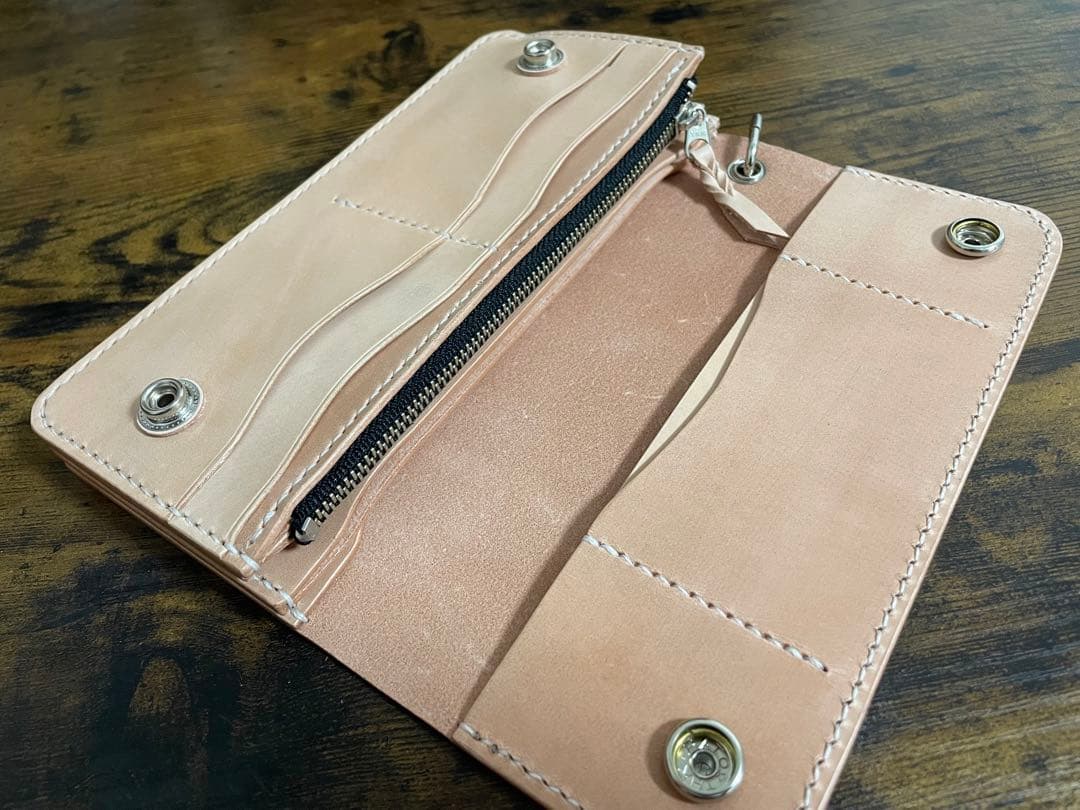 ロングトラッカーウォレット ヌメ革 ハンドメイド レザーウォレット