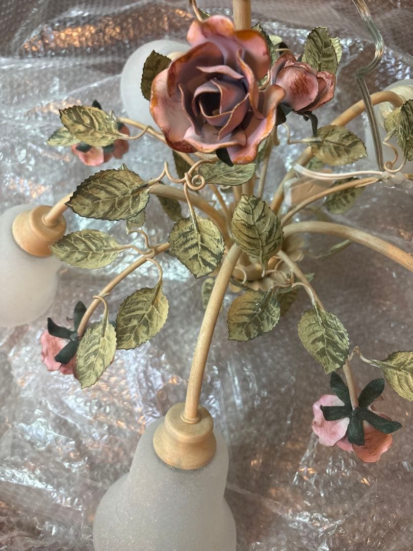 【美品】大塚家具 輸入シャンデリア シーリングライト バラ アンティー