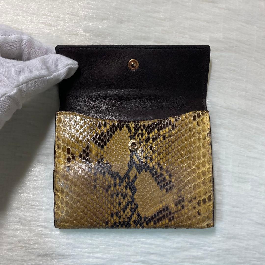 希少早い者勝ち　PRADA プラダ　二つ折り　パイソン　財布　黄色　ブラウン