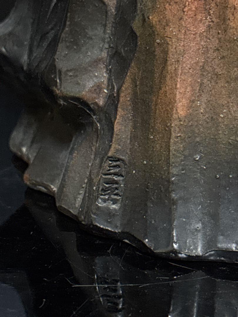 名人 三平 造 陶製 極上彩色手捻 鬼の寒念仏 大津絵 置物