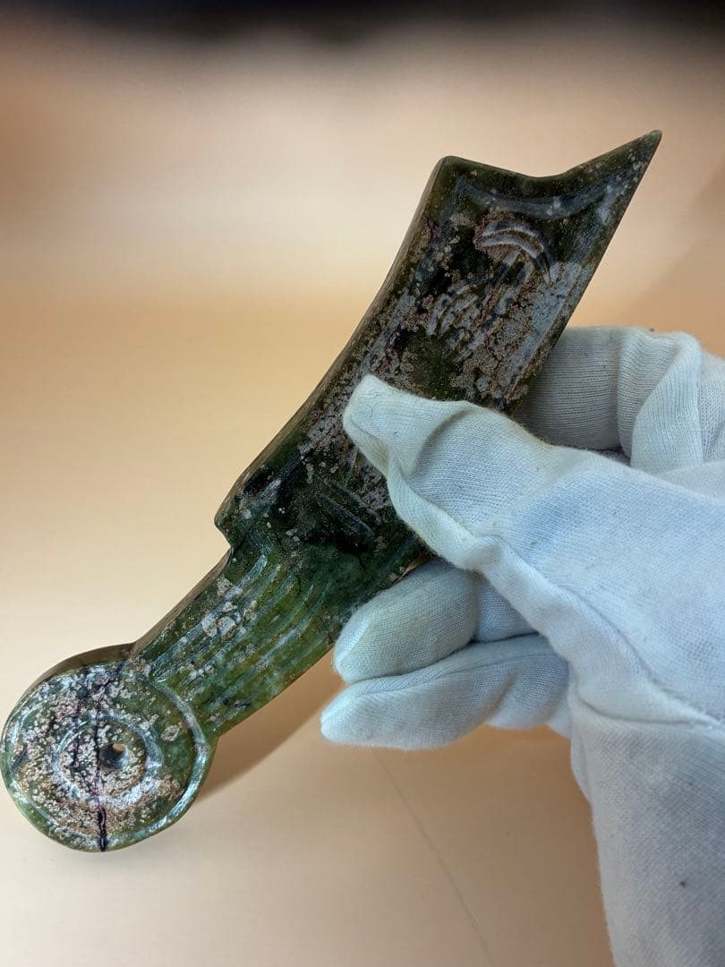 中国骨董品 天然高古玉 天然玉石 刀幣通貨高古玉 貴重 時代物文房具 希少レア