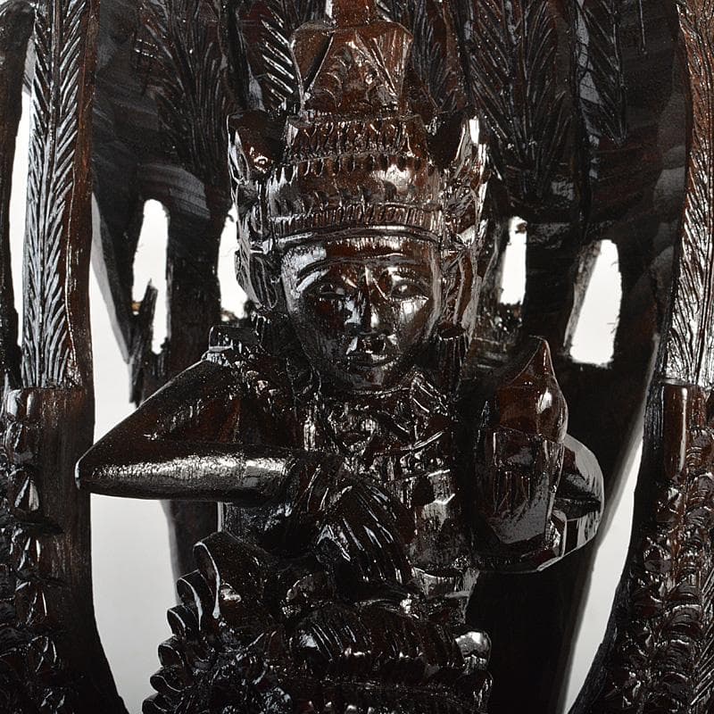 バリ島　インドネシア　木彫　ガルーダ　置物　ガラスケース付　V　6070C