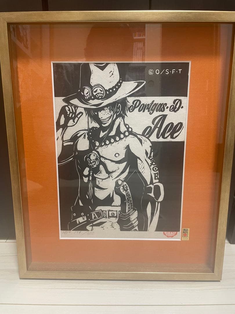ONE PIECE ポートガス・D・エース 木版画