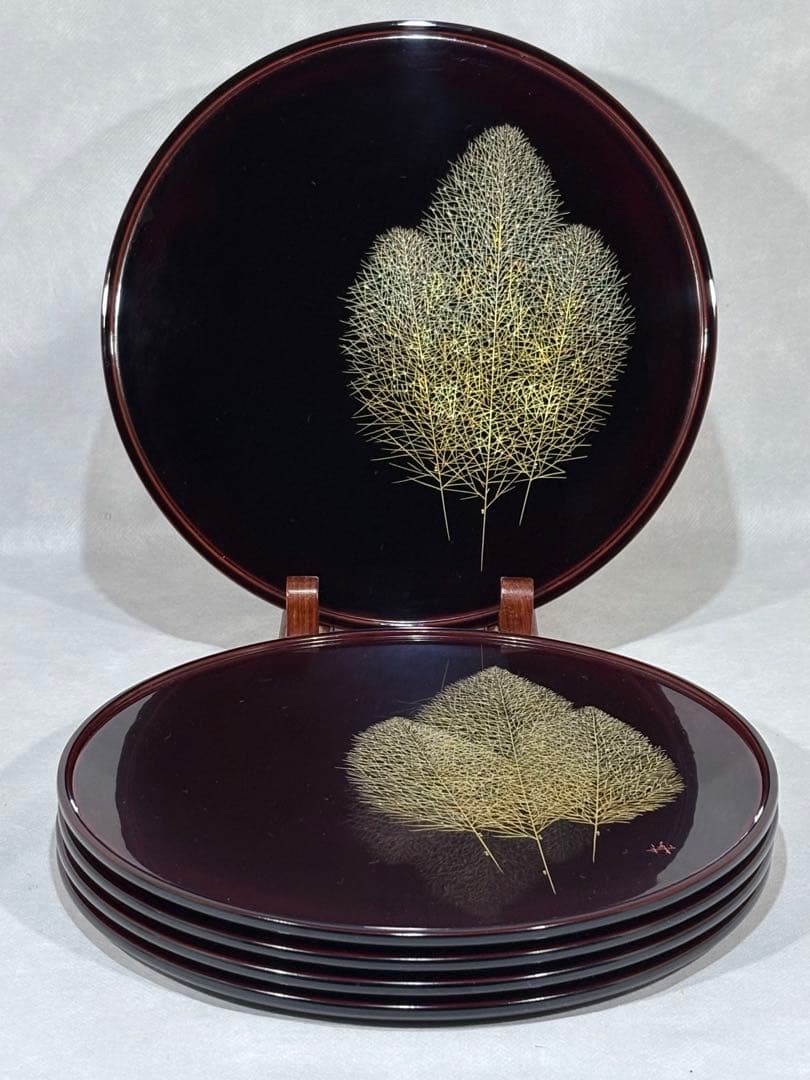 輪島塗　松井義明作　卓上膳　五客　美品　共箱　茶道具　懐石道具　送料込