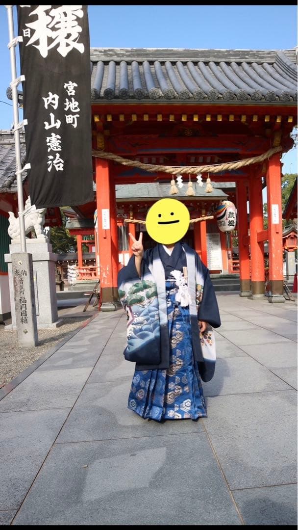 七五三用 鷹と波模様の着物