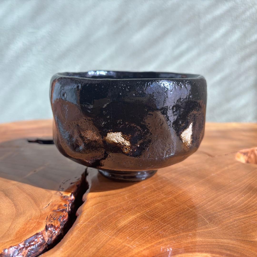 佐々木松楽 黒楽茶碗 楽焼 「銘 佳日」抹茶碗 茶道具　共箱(309Bc)
