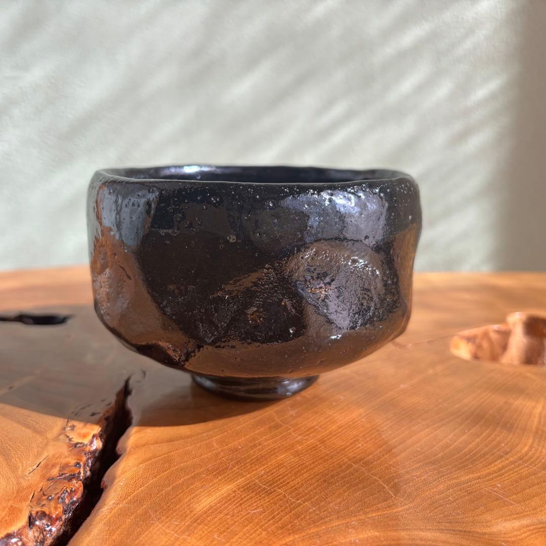 佐々木松楽 黒楽茶碗 楽焼 「銘 佳日」抹茶碗 茶道具　共箱(309Bc)