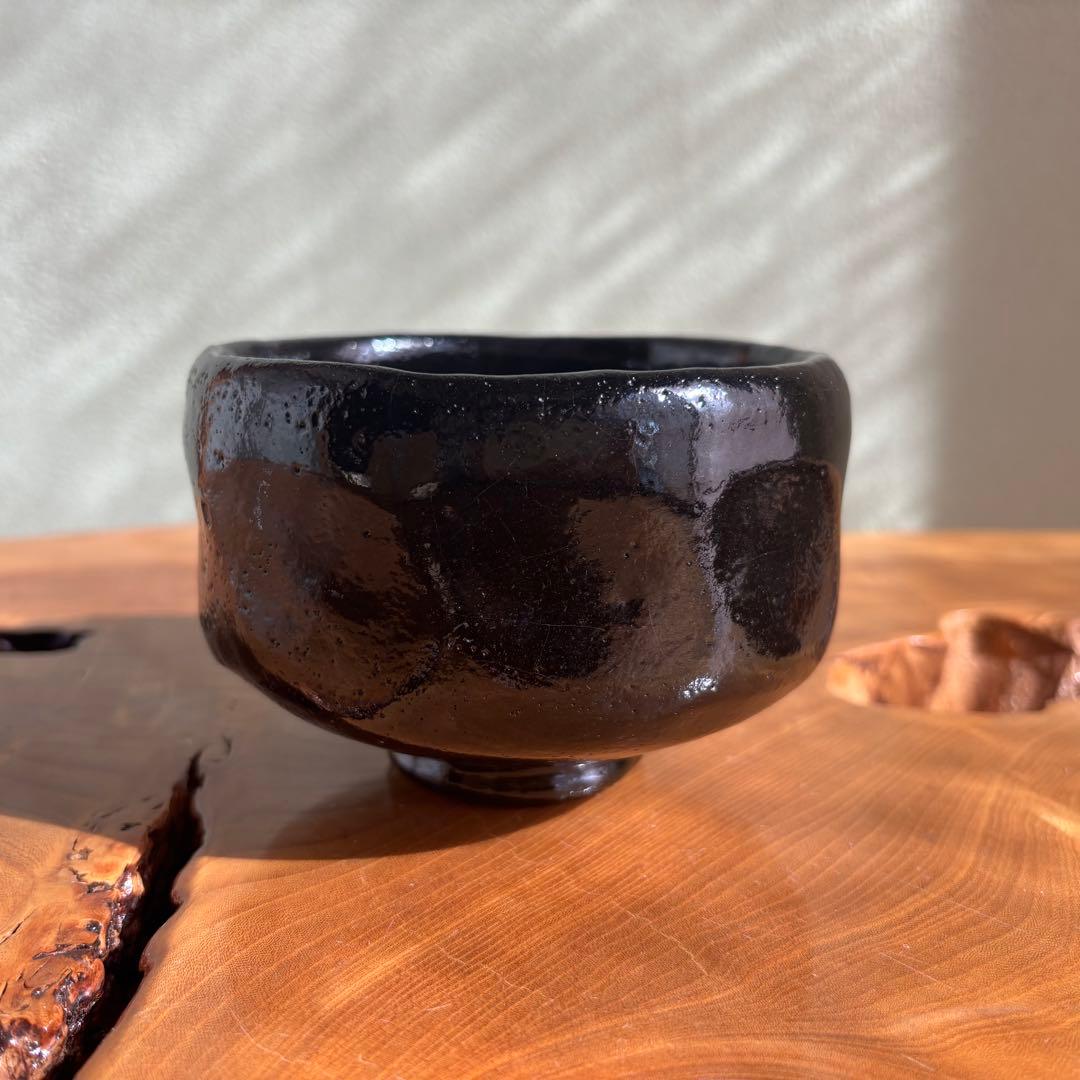 佐々木松楽 黒楽茶碗 楽焼 「銘 佳日」抹茶碗 茶道具　共箱(309Bc)