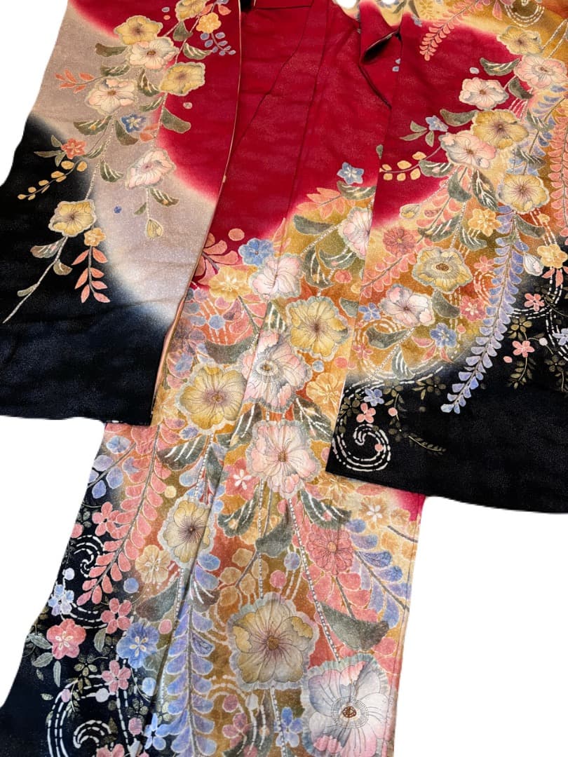 美品　振袖　辻ヶ花　辻が花　銀通し