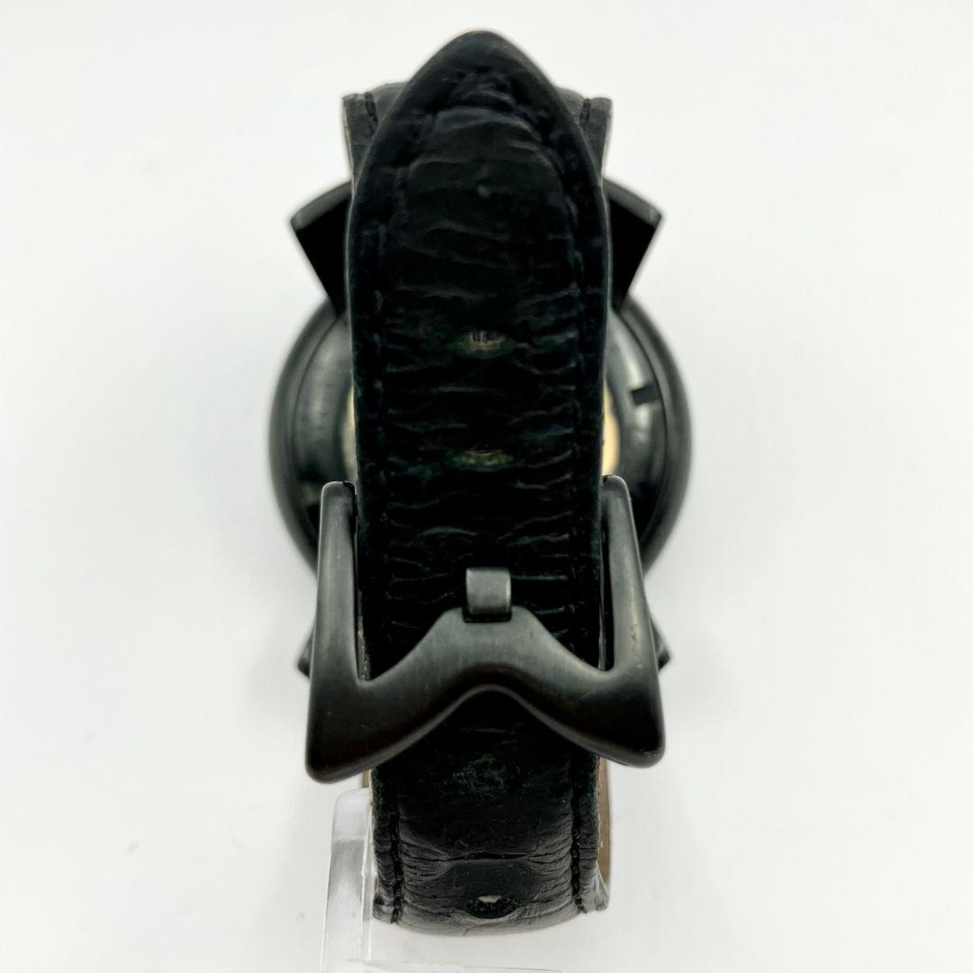 稼働品 ガガミラノ マヌアーレ 48ｍｍ 手巻き オールブラック 腕時計