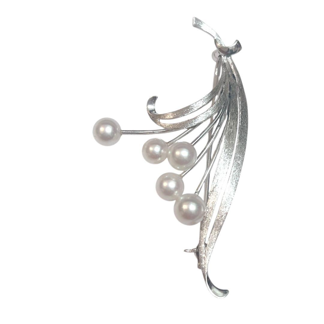 【極美品★磨き済】MIKIMOTO パールブローチ ブーケ 6珠 あこや真珠
