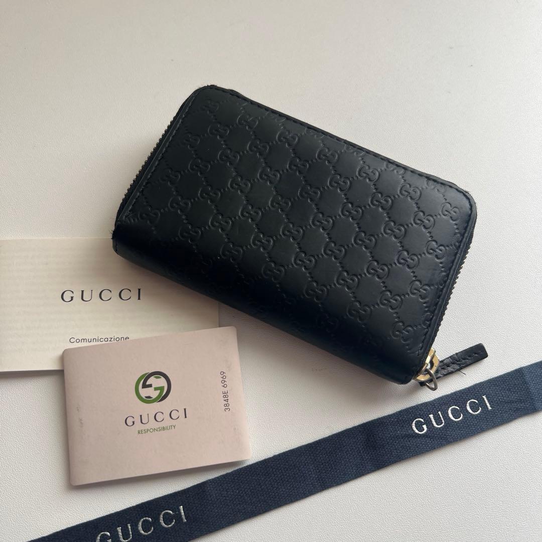 20 美品 GUCCI グッチ マイクロシマ 小銭入れ 財布 カードケース