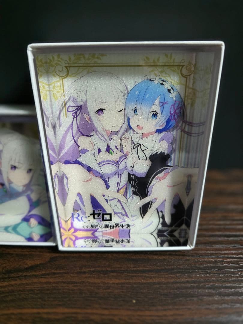 CROSS-CF限定　リゼロ　3Dクリスタルアート　レム　エミリア　2種　激レア