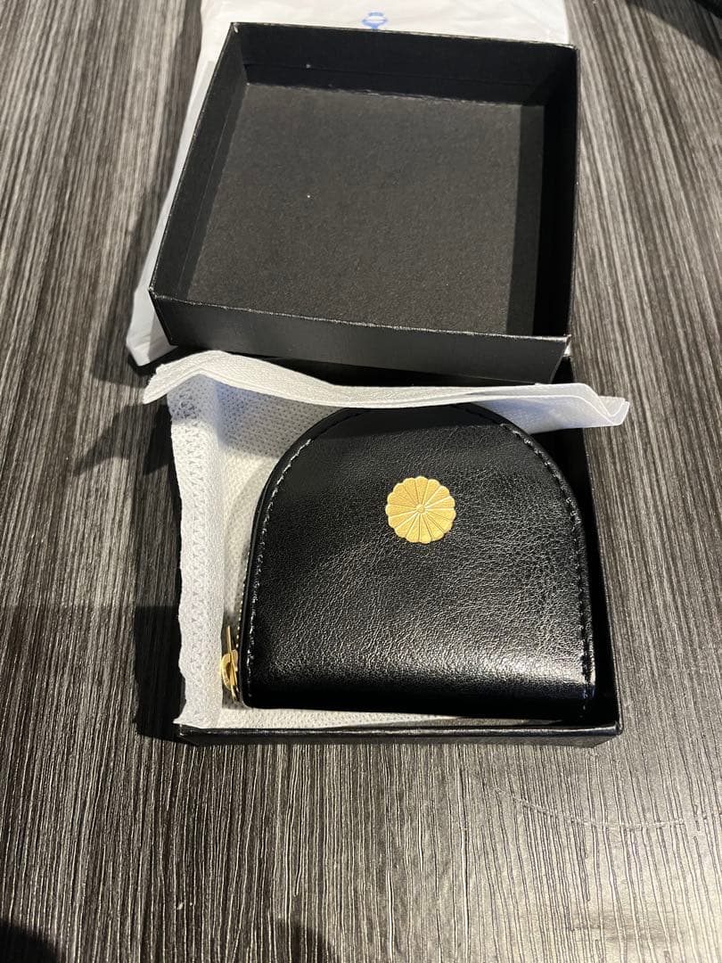 袋付き　皇居 黒馬蹄型小銭入 ケース 財布 黒 黄2色セット