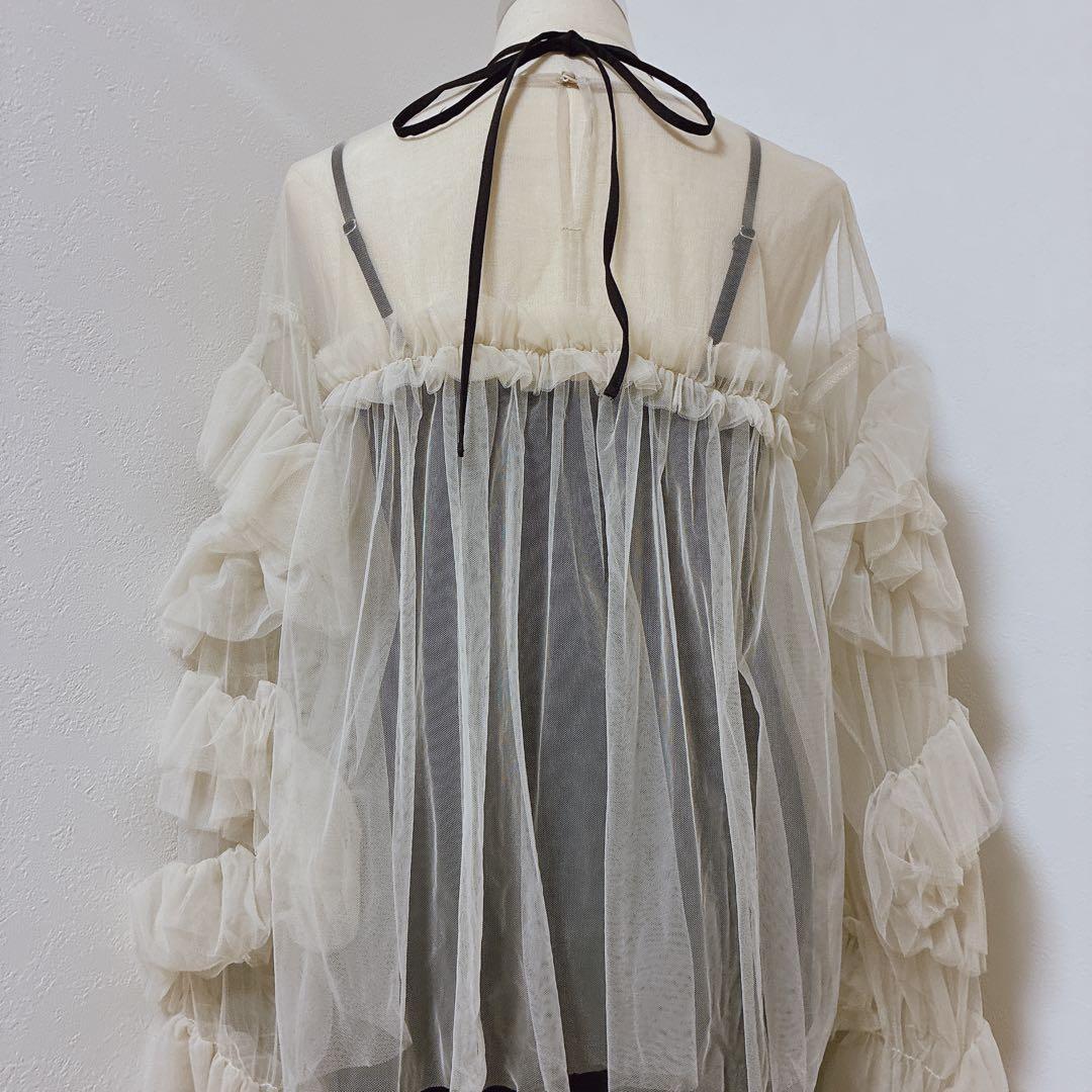 大人気⭐︎ANDRESDアンドレスド　ニアナ　ベージュ　チュールフリルブラウスのみ