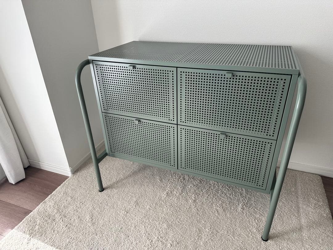 abc【美品】IKEA　NIKKEBY 収納　チェスト　グレーグリーン