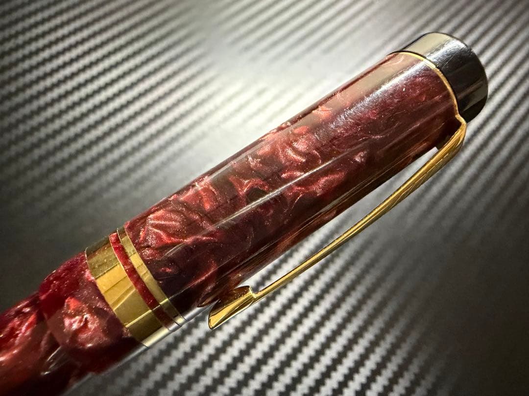 美品 パーカー デュオフォールド インターナショナル レッド XF 極細 万年筆