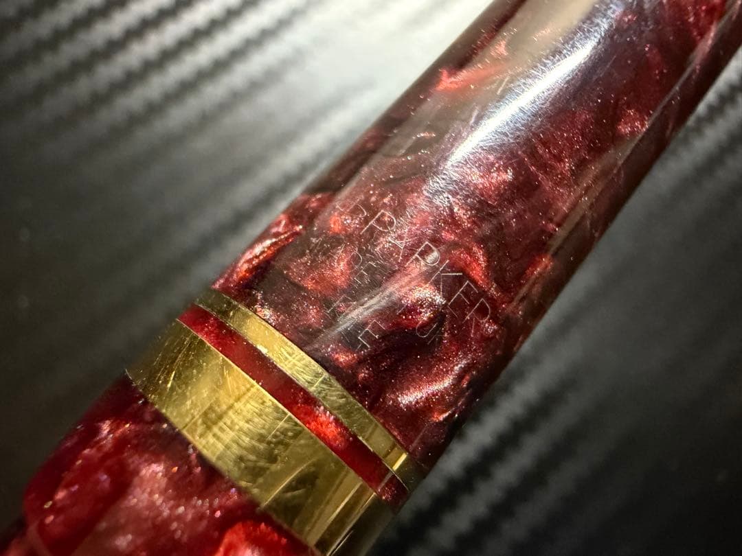 美品 パーカー デュオフォールド インターナショナル レッド XF 極細 万年筆