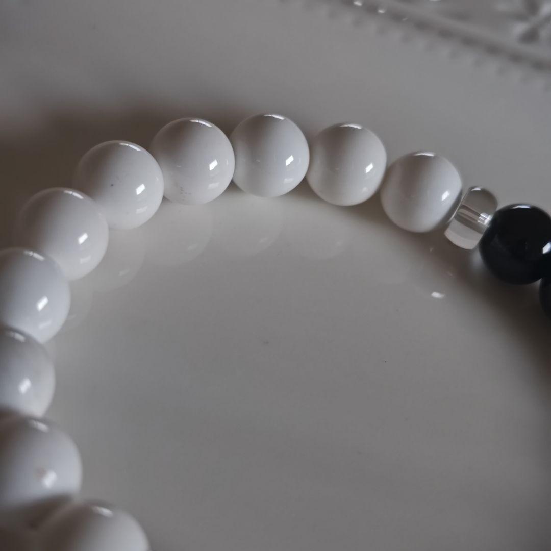 新作♡陰陽太極天珠、黒北投石、天然ホワイトオニキス