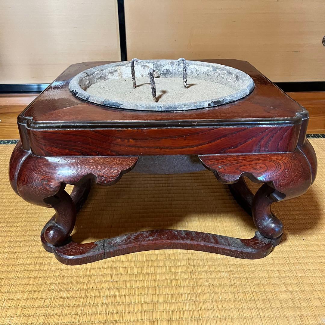 売切価格です！　ヴィンテージ　座敷用火鉢　木製　ねこ脚　四角形