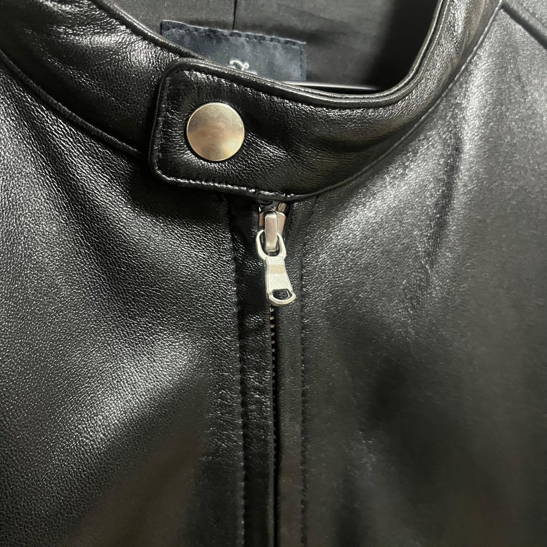 nano universe 黒 レザー シングルライダースジャケット