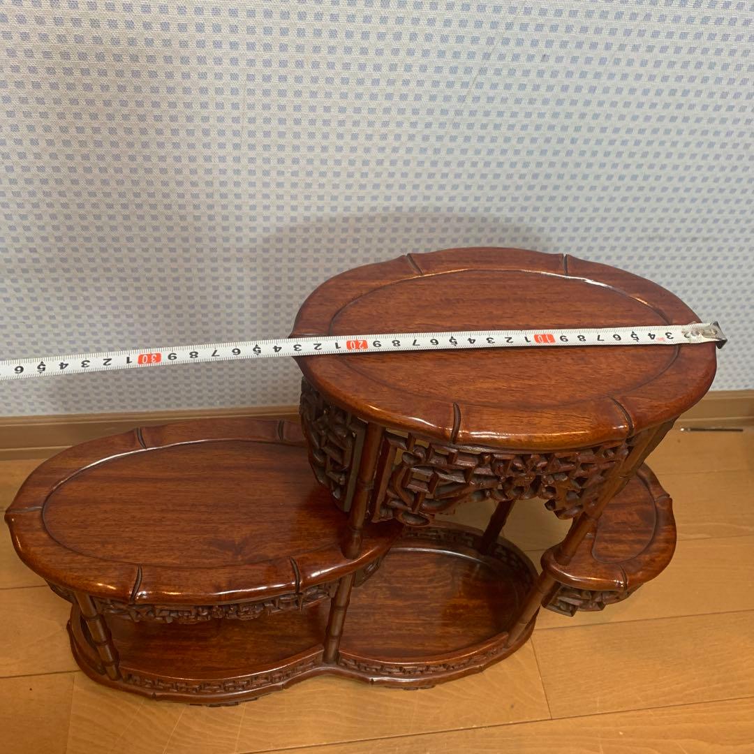 飾り台　花梨　インテリア台　透彫木彫