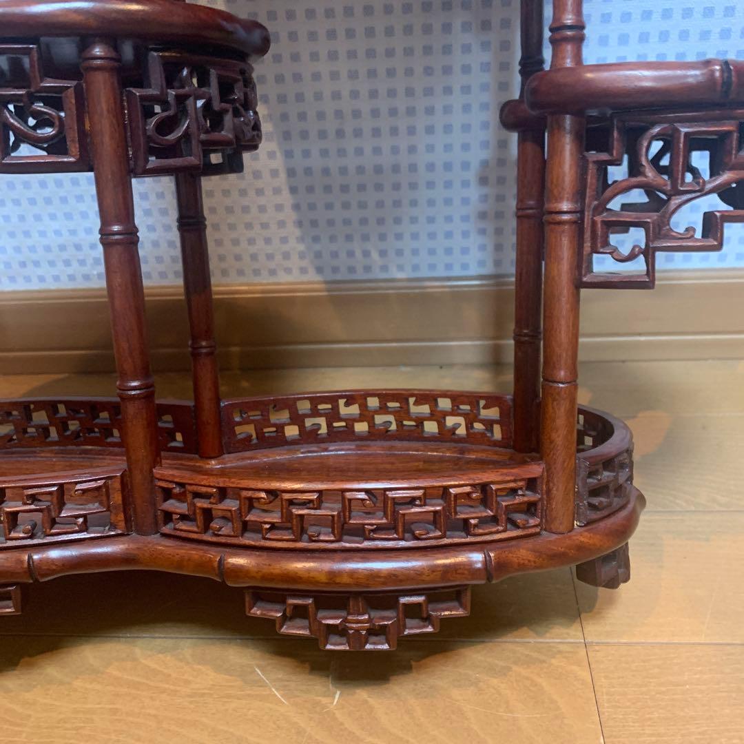 飾り台　花梨　インテリア台　透彫木彫