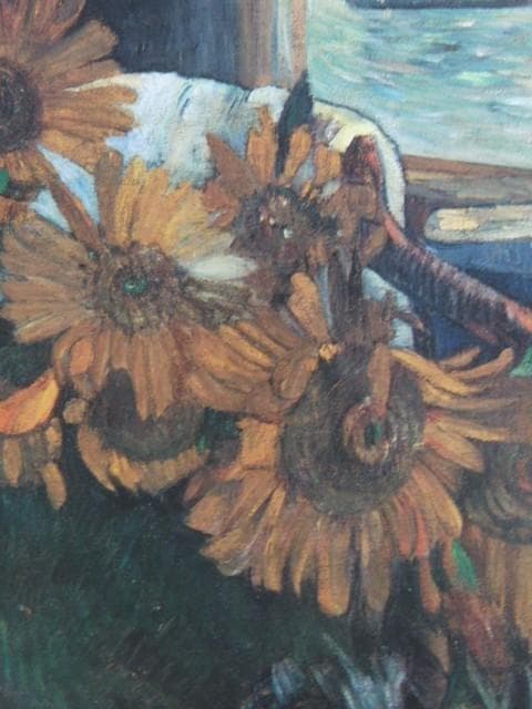 ポール・ゴーギャン、肘かけ椅子の上のひまわりのある静物、希少な画集より