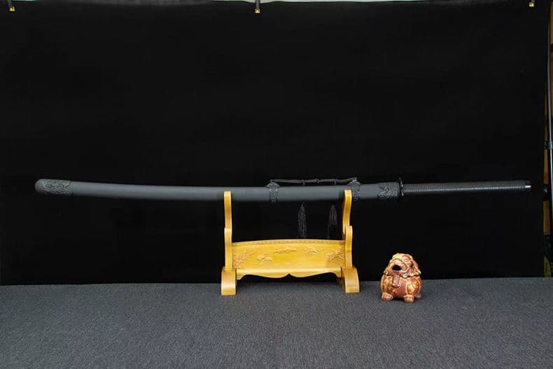 【黒逆苗刀】繍春刀 牛尾刀 苗刀 手鍛造打 鋼刀 冷兵器 古兵器 武具 刀装具