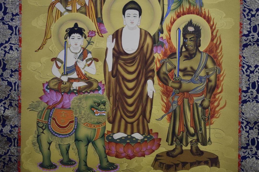 真作/松尾掬心/十三佛図/桐共箱付/布袋屋掛軸HE-945