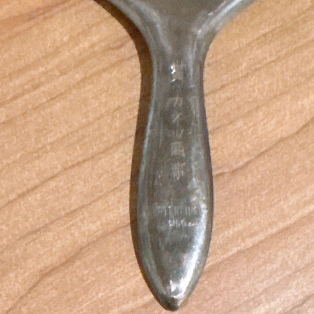 レトロ アンティーク 手鏡 ミラー 銀製 sterling 950？ 約10cm
