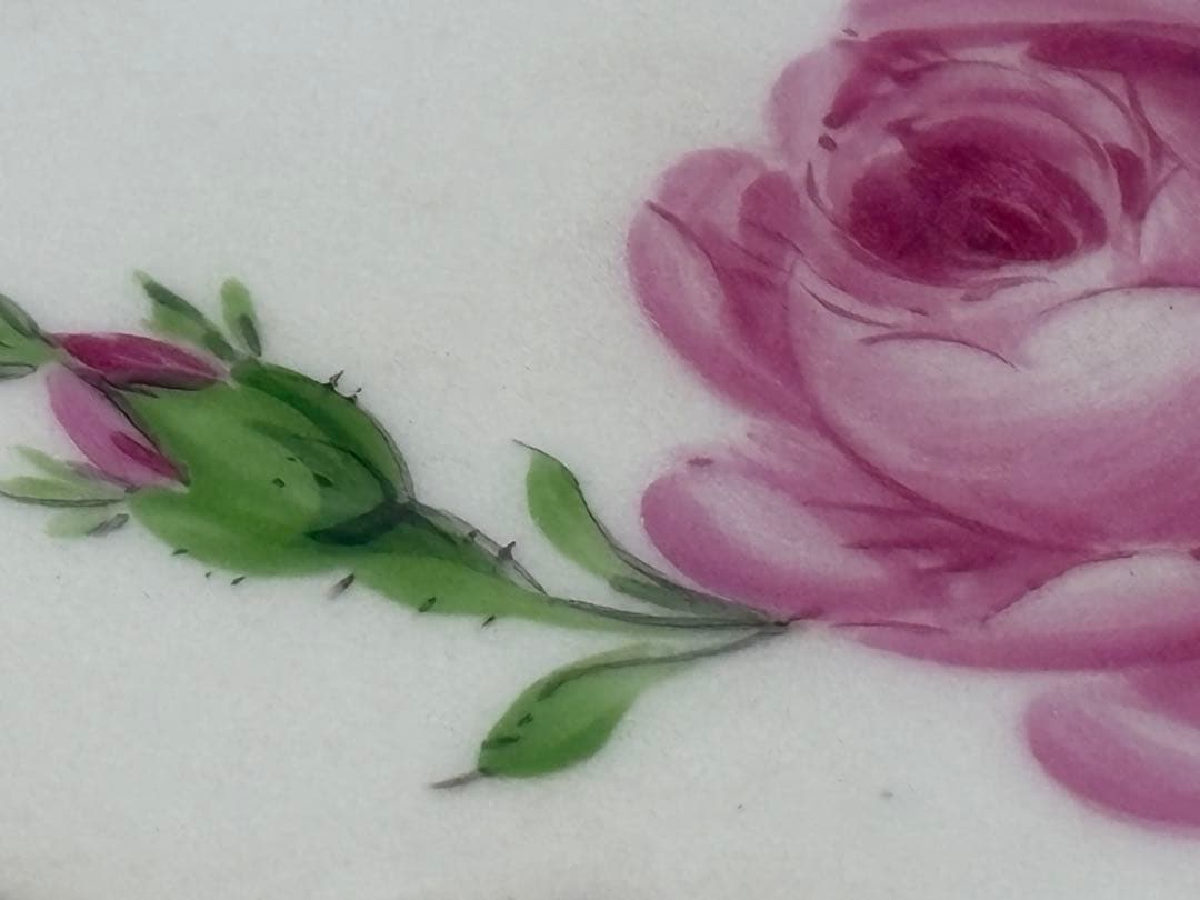 マイセン　グランツゴールドレリーフ皿　ピンクローズ　一級品　アンティーク　希少品