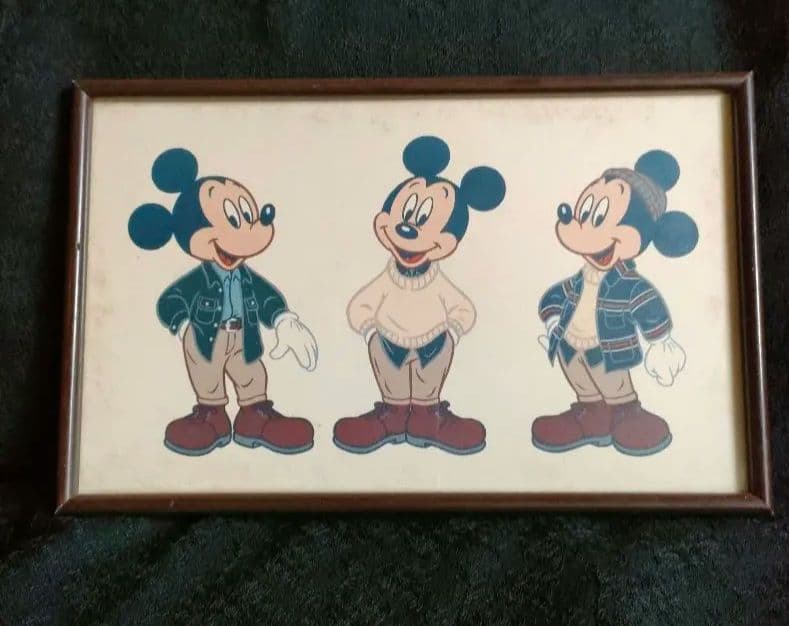 ヴィンテージ　ミッキーマウス アートワーク 木製フレーム付き
