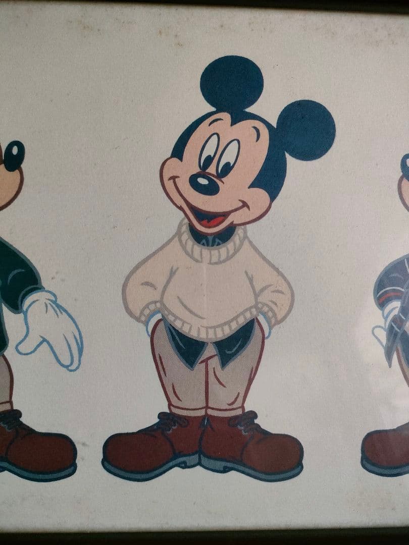 ヴィンテージ　ミッキーマウス アートワーク 木製フレーム付き