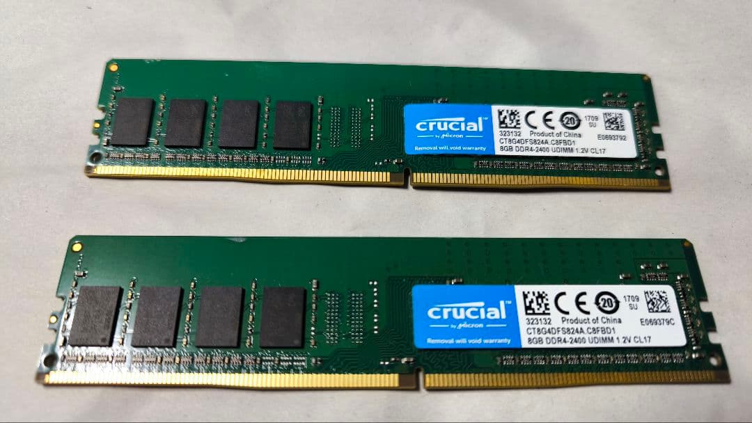Crucial DDR4 16GB(8GB×2枚) 2400MHz メモリ