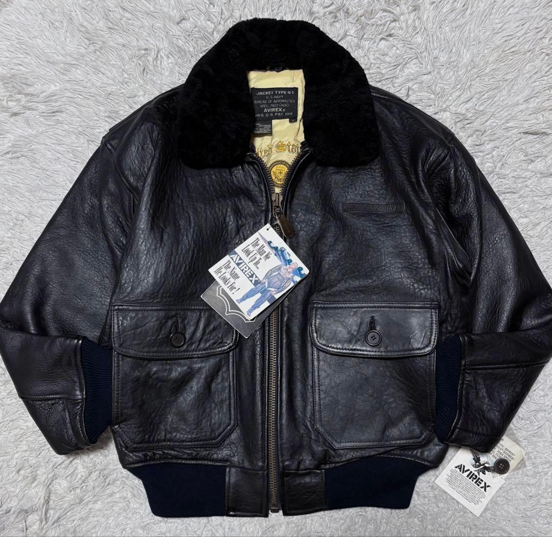 【新品未使用】AVILEX 7823 G1 ボア付きフライトジャケット ブラック