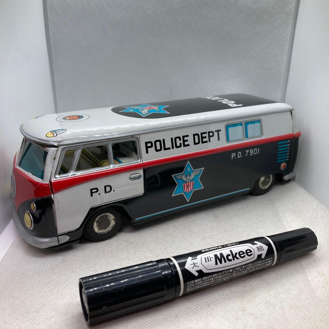 日本製 ワーゲン バス ポリス ブリキ自動車 レトロ VW POLICE