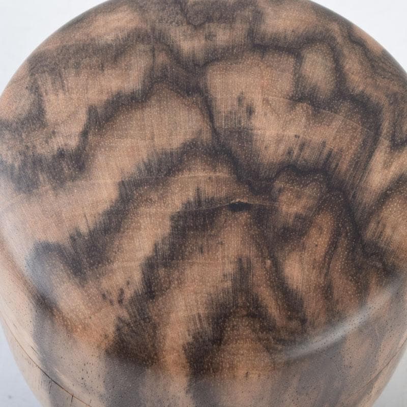 茶道具　天然木　黒柿製　無垢彫　綺麗な木目の棗　時代箱　V　8794