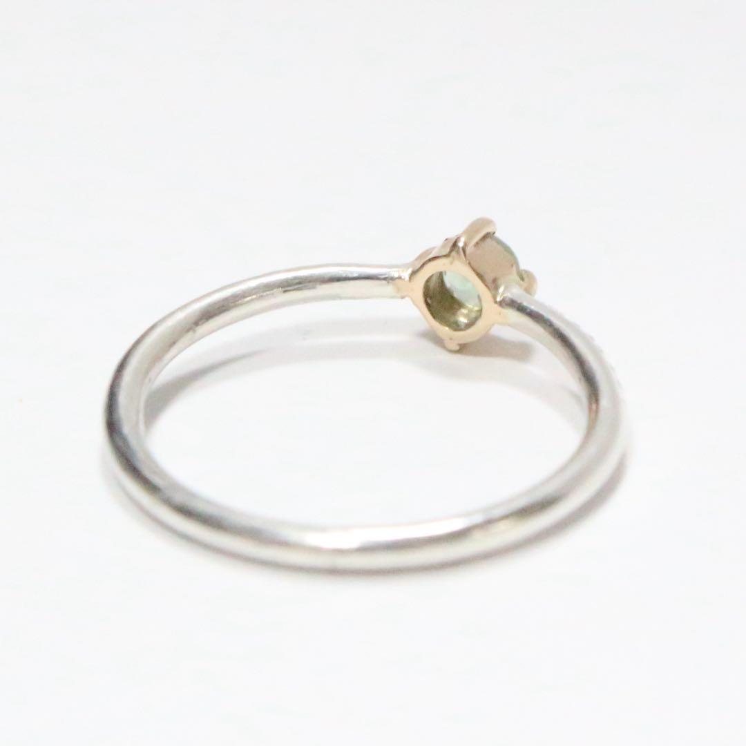 強蛍光！希少なバナジウムクリソベリル！K10枠と小ワッカのシルバーリング約10号