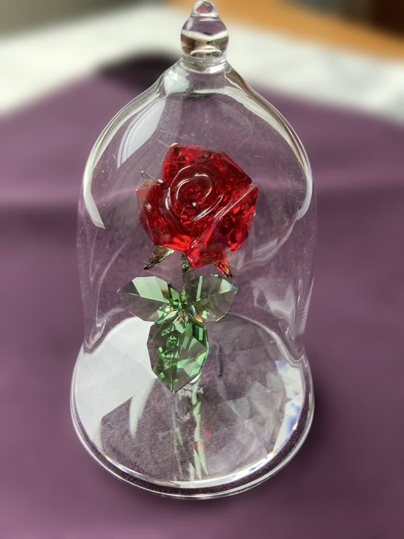 スワロフスキー　美女と野獣　薔薇　クリスタル　オブジェ