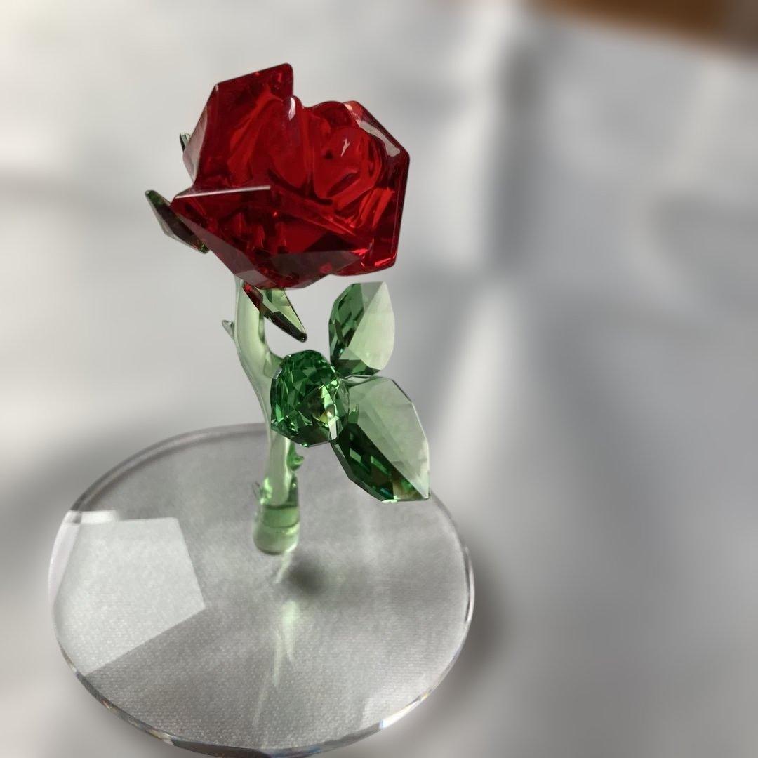 スワロフスキー　美女と野獣　薔薇　クリスタル　オブジェ