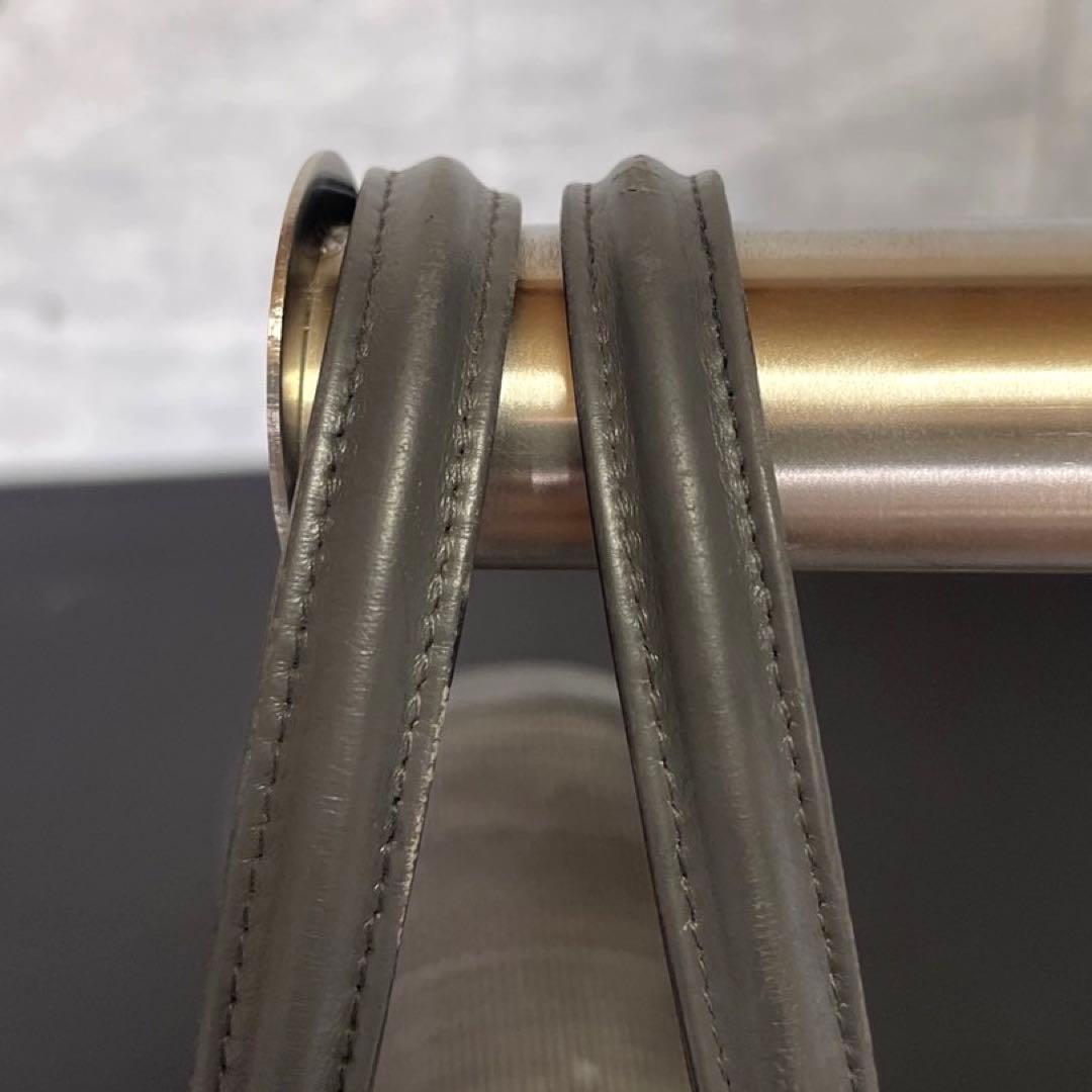 【COMTESSE】ホースヘア×レザー ダークグレー ゴールド金具 ハンドバッグ